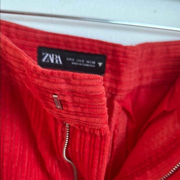 Zara Red Wide Leg corduroy Pants - Picture 4 of 9